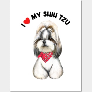 I Love My Shih Tzu Cute Shih Tzu Puppy Dog Art Posters and Art